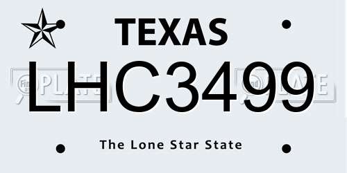 LHC3499 Texas License Plate