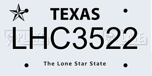 LHC3522 Texas License Plate