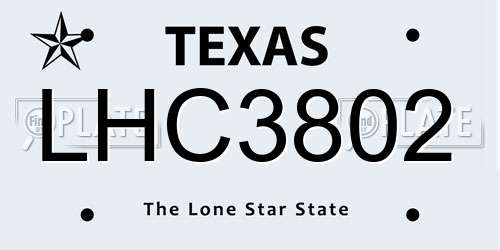LHC3802 Texas License Plate