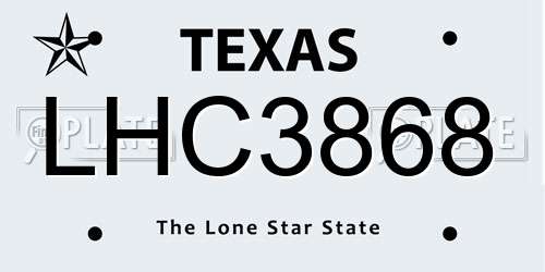 LHC3868 Texas License Plate