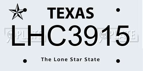 LHC3915 Texas License Plate