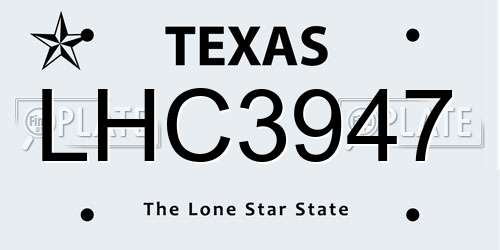 LHC3947 Texas License Plate