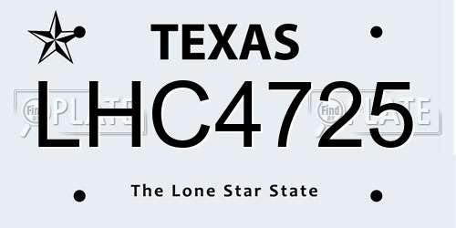 LHC4725 Texas License Plate