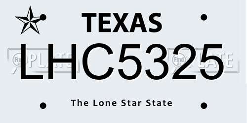 LHC5325 Texas License Plate