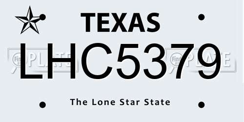 LHC5379 Texas License Plate