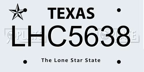 LHC5638 Texas License Plate
