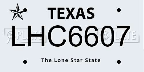 LHC6607 Texas License Plate