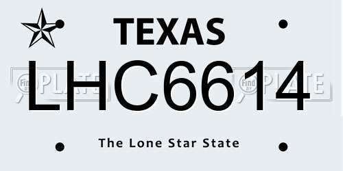 LHC6614 Texas License Plate