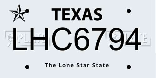 LHC6794 Texas License Plate