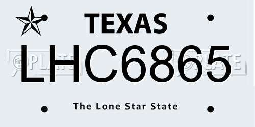 LHC6865 Texas License Plate