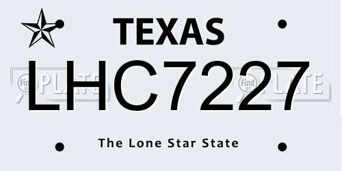 LHC7227 Texas License Plate