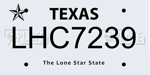 LHC7239 Texas License Plate