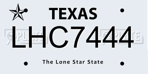 LHC7444 Texas License Plate