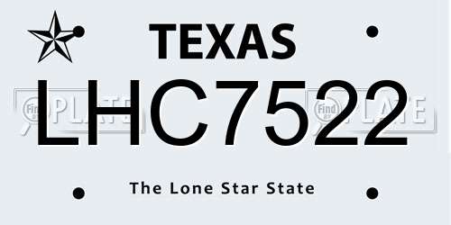 LHC7522 Texas License Plate