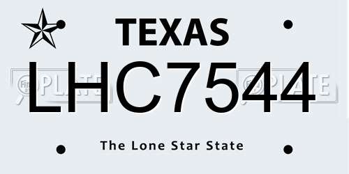 LHC7544 Texas License Plate