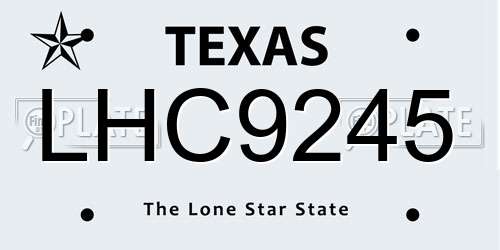 LHC9245 Texas License Plate