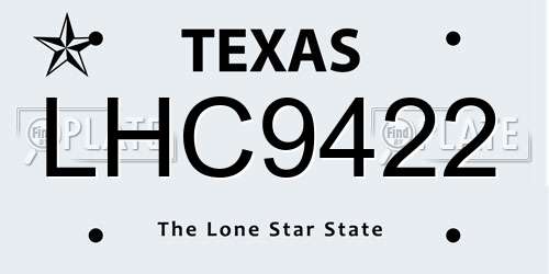 LHC9422 Texas License Plate