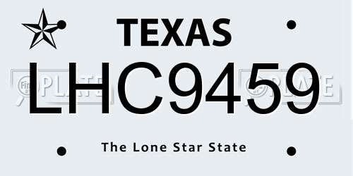 LHC9459 Texas License Plate