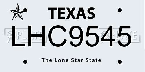LHC9545 Texas License Plate