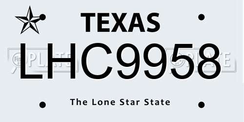LHC9958 Texas License Plate
