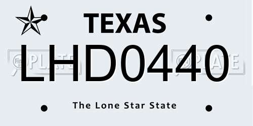 LHD0440 Texas License Plate