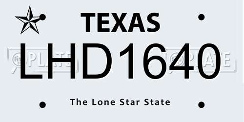 LHD1640 Texas License Plate
