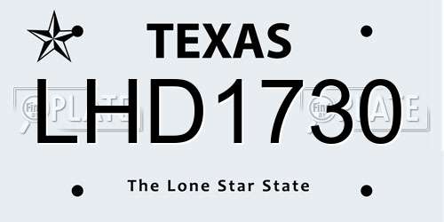 LHD1730 Texas License Plate