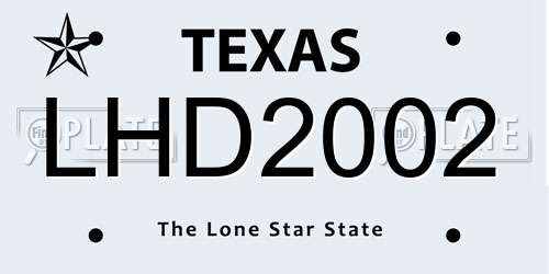 LHD2002 Texas License Plate