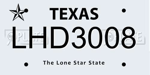 LHD3008 Texas License Plate
