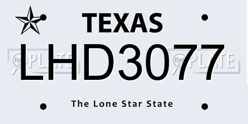 LHD3077 Texas License Plate