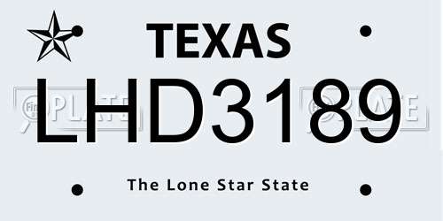 LHD3189 Texas License Plate