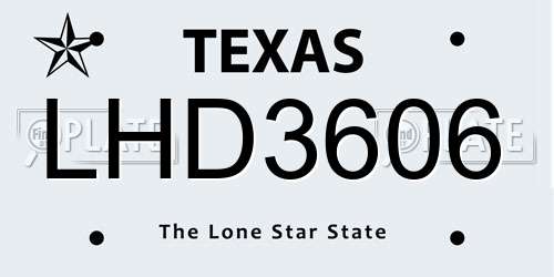 LHD3606 Texas License Plate