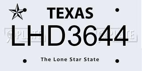 LHD3644 Texas License Plate