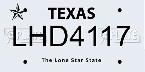 LHD4117 Texas License Plate