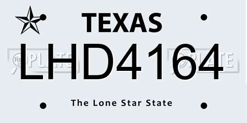 LHD4164 Texas License Plate