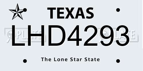 LHD4293 Texas License Plate