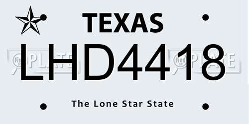 LHD4418 Texas License Plate
