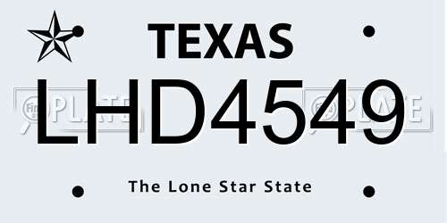 LHD4549 Texas License Plate