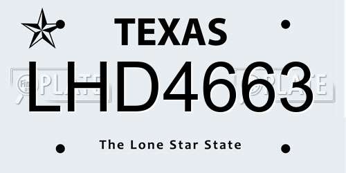 LHD4663 Texas License Plate