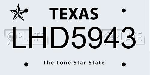 LHD5943 Texas License Plate