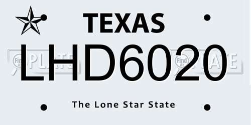 LHD6020 Texas License Plate