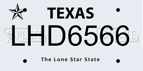 LHD6566 Texas License Plate