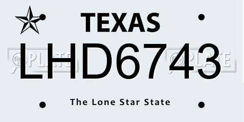 LHD6743 Texas License Plate