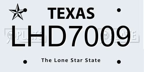 LHD7009 Texas License Plate