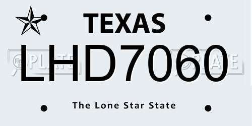 LHD7060 Texas License Plate