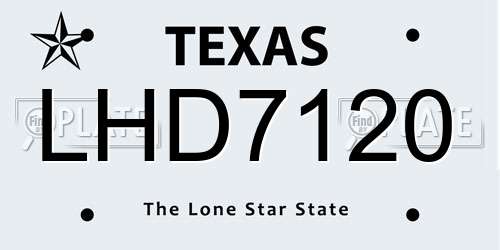LHD7120 Texas License Plate