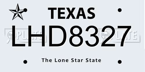 LHD8327 Texas License Plate