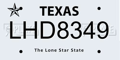 LHD8349 Texas License Plate