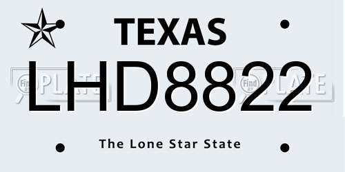 LHD8822 Texas License Plate