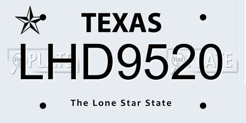 LHD9520 Texas License Plate